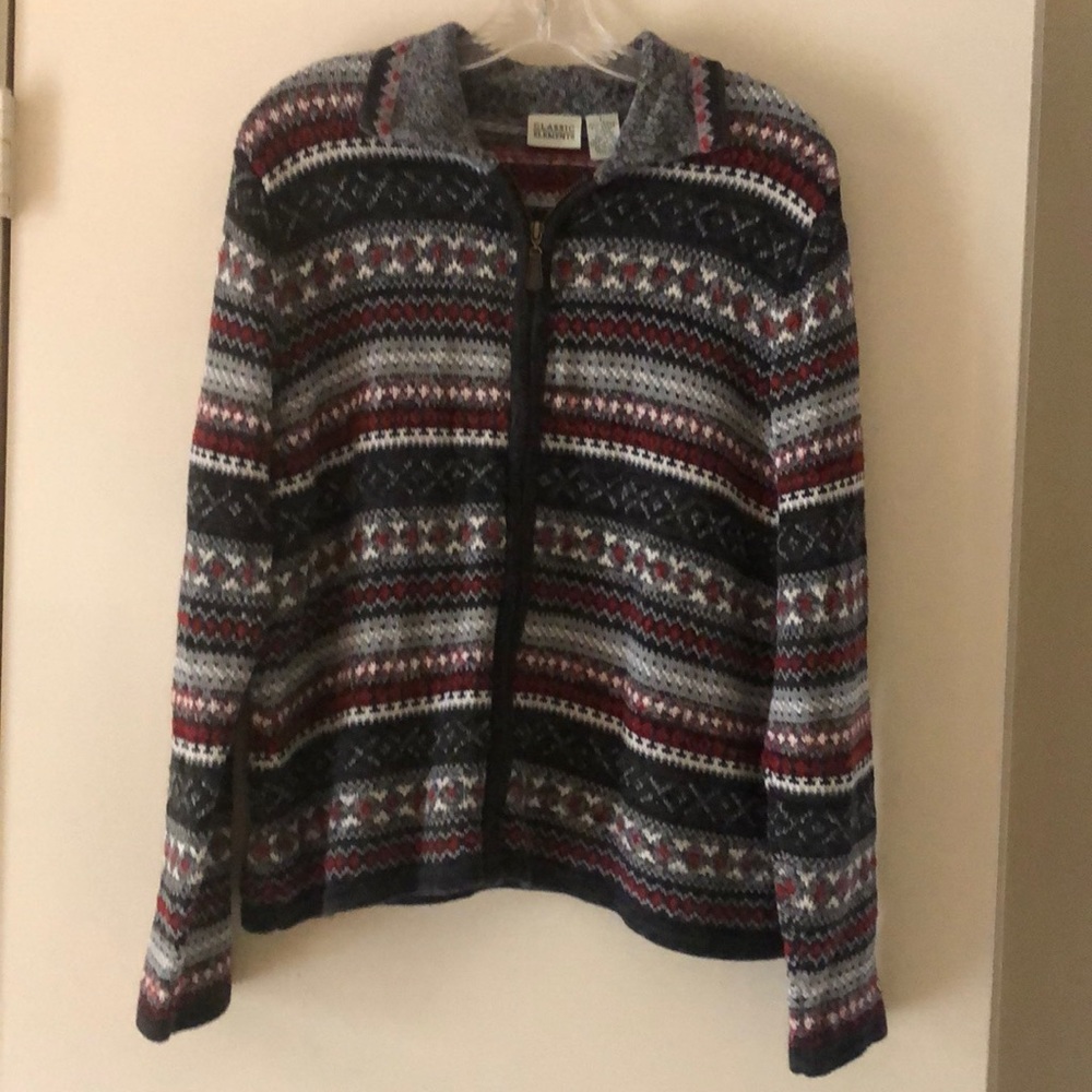 Classic Elements Winter Zip Up Sweater. Sz Large